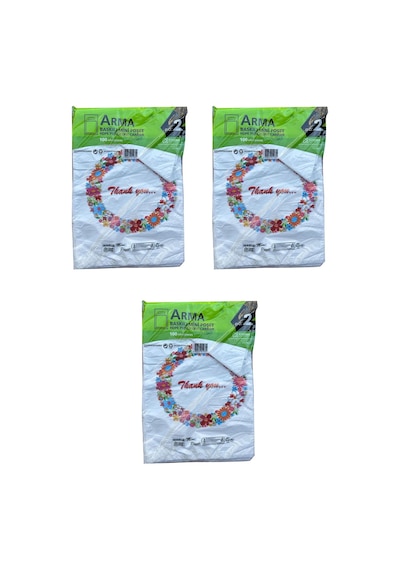 Arma Baskılı Mini Blok Poşet Torba - No : 2 - 25 x 37 CM - Beyaz - 100 Adetlik 3 Paket