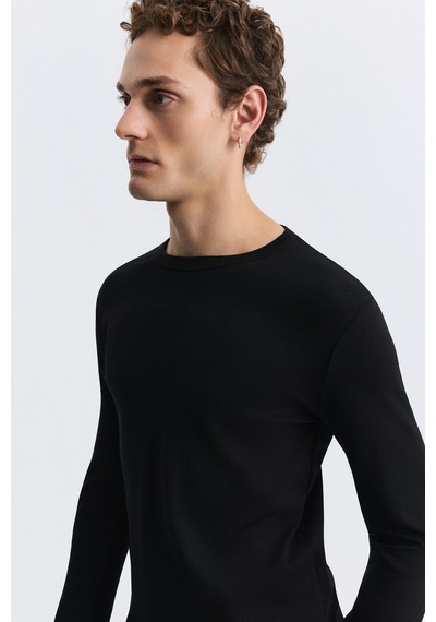 Antioch Pamuklu Uzun Kollu T-shirt Siyah