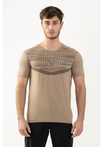 Maraton Active Slimfit Erkek Bisiklet Yaka Kısa Kol Koşu Açık Vizon T-Shirt 821080-Açık Vizon