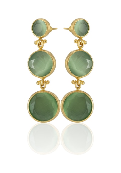 Kadir Jewellery 22 Ayar Altın Kaplama Vintage Küpe -el İşçiliği Ve Hipoalerjenik Küpe Açık Yeşil 57584392