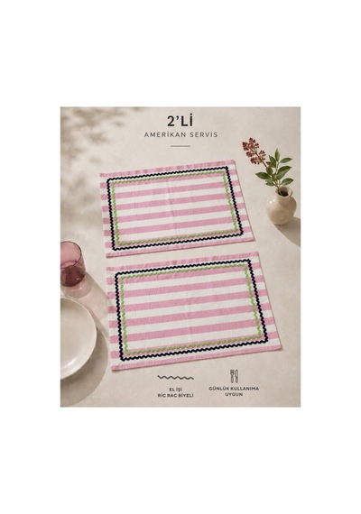 Pembe Çizgili Açık Yeşil - Lacivert Biyeli Amerikan Servisi 2'li Set 33x44 Cm Sofra Ve Masa Düzeni Dekoru Pembe - 887012704 Pembe Pembe Çizgili Açık Yeşil - Lacivert Biyeli Amerikan Servisi 2'li Set 33x44 Cm Sofra Ve Masa Düzeni Dekoru Pembe - 887012704 Pembe