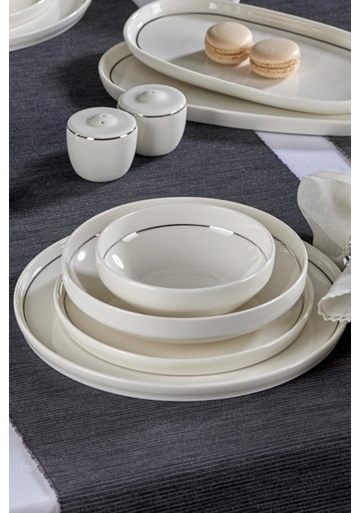 Neva N3456 Velvet Platin 28 Parça Yaldızlı Porselen Yemek Takımı