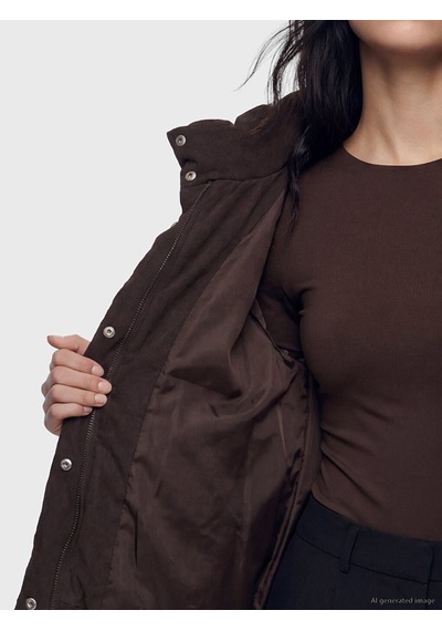 Lcw Vision Kahverengi Oversize Kadın Şişme Mont