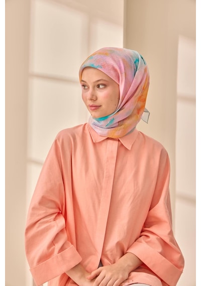 Silk Home Olinda İpek Eşarp 47004-24 Gümüş, Turkuaz, Yeşil, Pembe, Turuncu