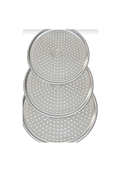 3'lü Lüx Çelik  Delikli Pizza Tepsi 28,32,36 Cm