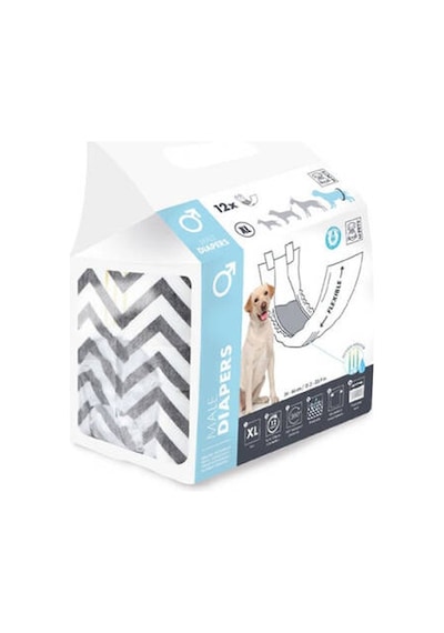 Diapers Erkek Köpekler İçin Külot Bez Xlarge 12 Li 20x81 Cm Çok Renkli