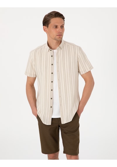 Pierre Cardin Erkek Bej Gömlek Kısa Kollu 50307092-vr011 Bej