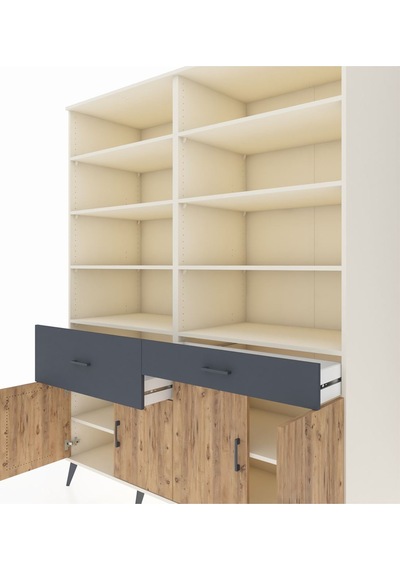 Kronos Gardrop 10 Raflı 2 Çekmeceli 4 Kapaklı 176x59x221 Aytaşı-çam/antrasit Beyaz Kronos Gardrop 10 Raflı 2 Çekmeceli 4 Kapaklı 176x59x221 Aytaşı-çam/antrasit Beyaz
