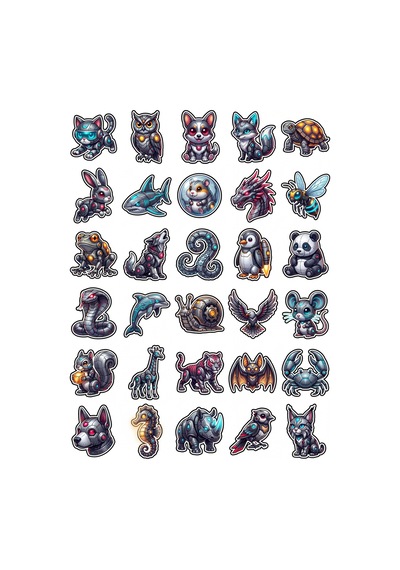 Sevimli Hayvanlar Chibi Sticker Seti 150 Adet - 5'li Mega Paket No69 - Laptop Defter Ajanda Çok Renkli