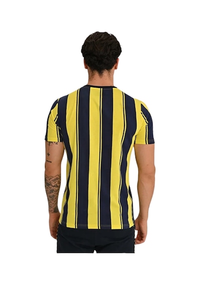 Fenerium Fenerbahçe Erkek Tribün Çubuklu T-shirt Uv Kutu Sarı - Lacivert