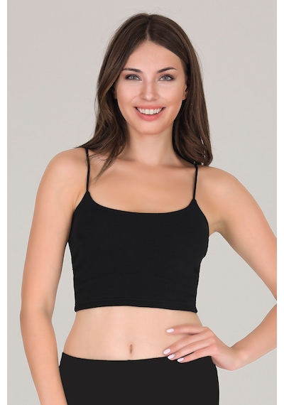 Sensu Kadın Ip Askılı Siyah Crop Büstiyer - Bst1001 Siyah