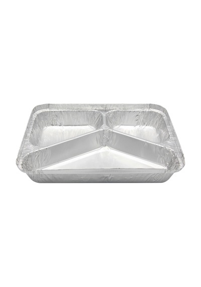 Alüminyum Folyo 3 Gözlü Tek Kullanımlık Yemek Kabı - 100'Lü