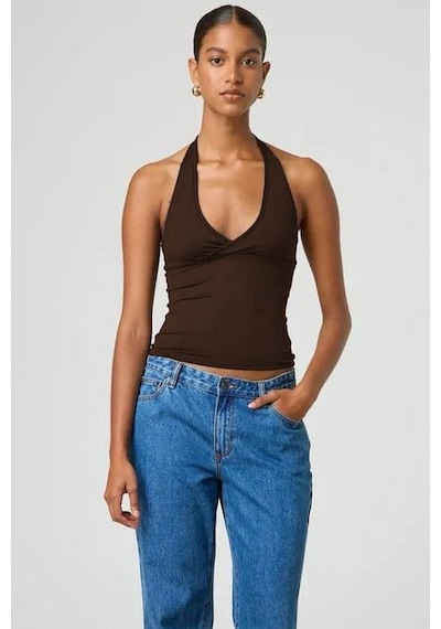 Seeh Kahverengi Boynu Bağlamalı Body Sh223