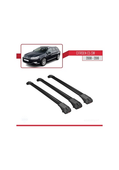 Citroen C5 Sw 2008-2018 Arası İle Uyumlu Ace-1 Ara Atkı Tavan Barı Siyah 3 Adet Bar
