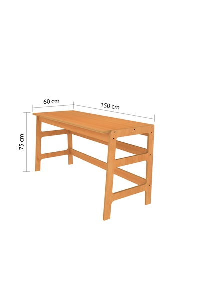 Woodesk Bohem, Ahşap, Masa Ve Köşe Kitaplık Takımı, Tik Renk Teak