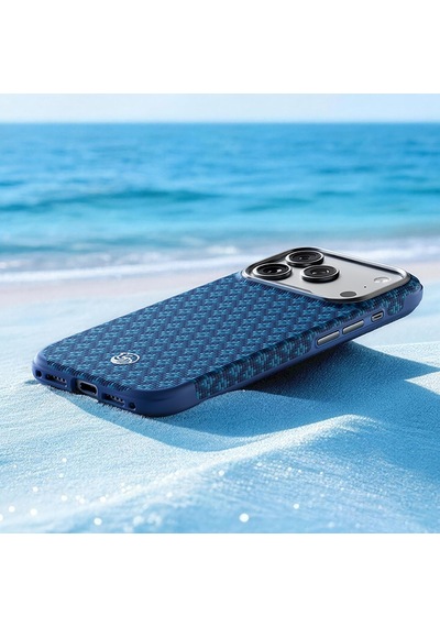 Apple Uyumlu iPhone 17 Pro Kılıf M-safeli Yükseltilmiş Çerçeveli Benks Armorgrid Armoredge X9 Kevlar Karbon Laciv Lacivert