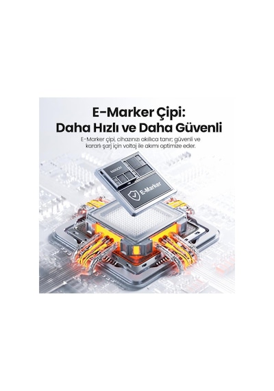 Toocki 240W PD 3.1 OLED Ekranlı Type-C to Type-C Hızlı Şarj Kablosu  E-Marker Çipli - 2 Metre