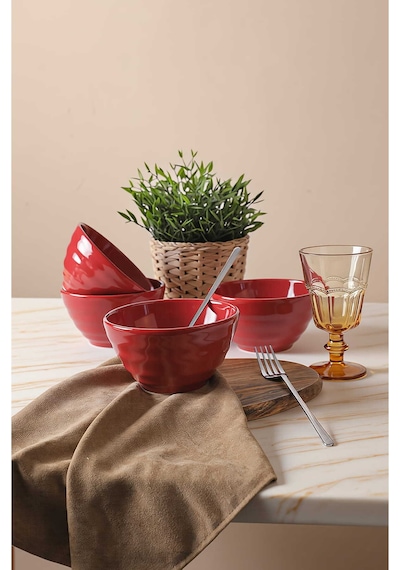 Keramika Kırmızı Escargot Kase 14 Cm 4 Adet 506 Kırmızı