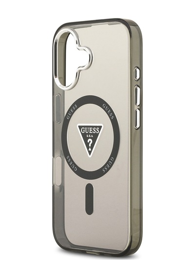 Apple Uyumlu iPhone 17 Kılıf Guess Lisanslı M-safeli Iml Baskılı Üçgen Logolu Metal Kamera Çerçeveli Siyah Siyah