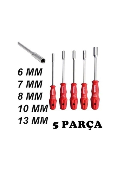 Hubrendy Çer 5 Adet Lokma Anahtar Tornavida 6/7/8/10/13/mm Metal Altıgen