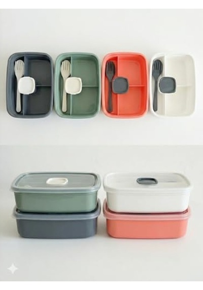3 Bölmeli Sızdırmaz Lunch Box - Beyaz