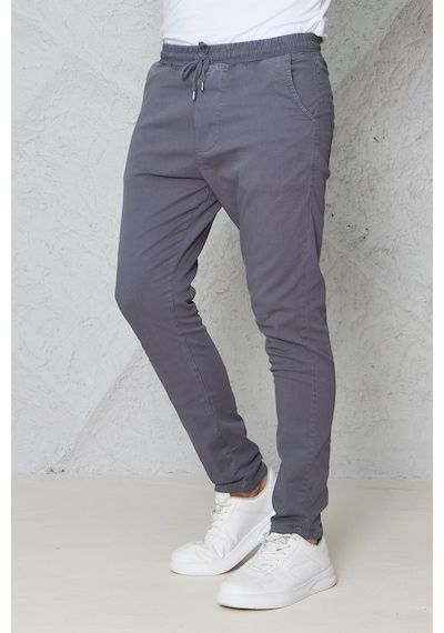 Blayn Jeans Erkek Krem Jogger Pantolon Rahat Kesim, Bağcıklı, Mevsimlik Günlük Kullanım Gri