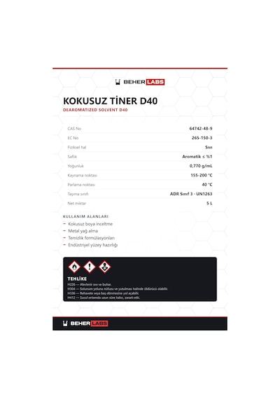 Beherlabs Kokusuz Tiner D40 5 L