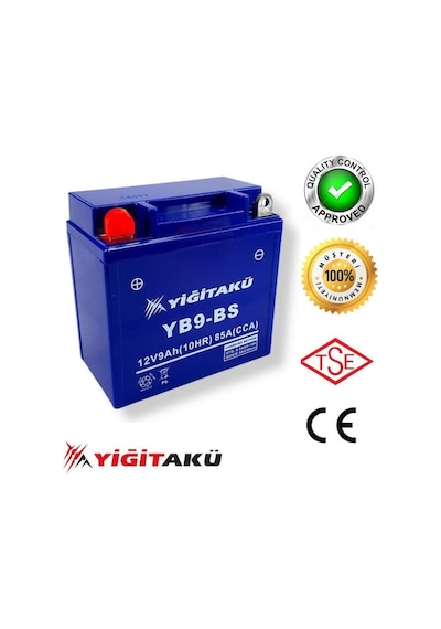 Yiğit YB9-BS 12V 9AH Dik Motosiklet Aküsü Ağustos 2023 Üretim