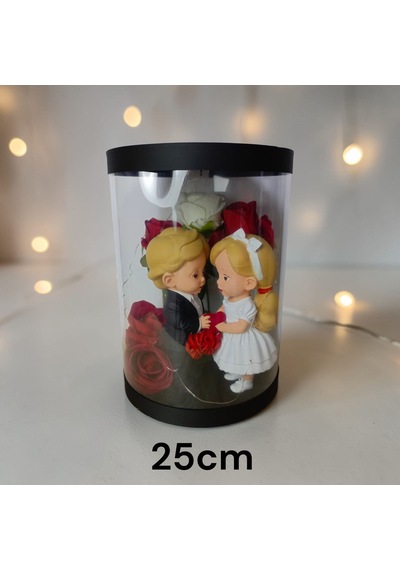 Sevgili Biblolu-ışıklı-kutulu Güller 25cm