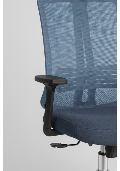 Upstyle Poyraz Başlıklı Fileli Ergonomik Çalışma Koltuğu Mavi Krom Koltuk 66 125 65 Cm