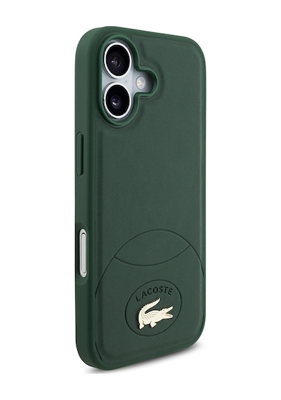 Apple Uyumlu iPhone 17  Kılıf Lacoste Lisanslı M-safeli Pu Deri Tasarımlı Metal Logolu Kapak Yeşil Yeşil