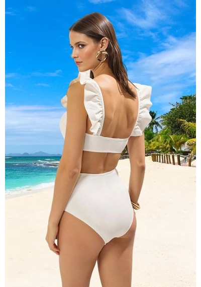 Ersefa Tasarım Bikini Takımı Ergonomik Kesim Uv Korumalı Hızlı Kuruyan Ş Beyaz