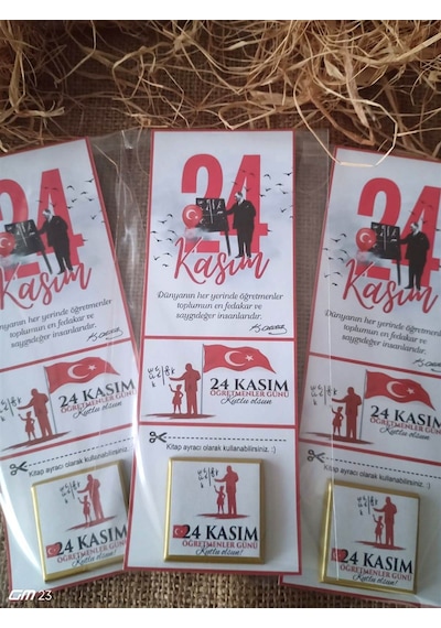 Farklı Market Öğretmenler Günü 24 Kasım Hediyesi Atatürk Temalı Kitap Ayraçlı Çikolata 20 Adet