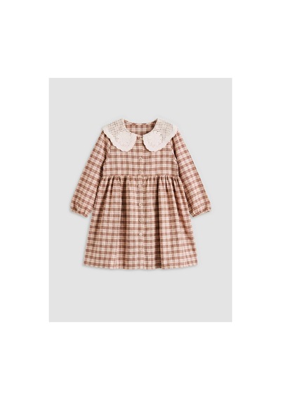 LC Waikiki Alıta Cıty Farkıyla Lcw Kids Bej Ekose Kız Çocuk Elbise Bej - 928242516 Bej