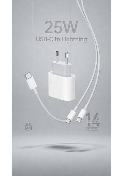 25w Hızlı Şarj Adaptörü Usb-c To Lightning Kablo Seti Güçlü Güvenli Hızlı Şarj Cihazı Dayanıklı