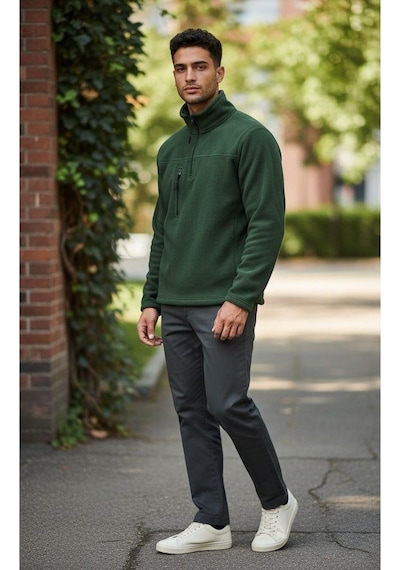Eren Style %100 Cotton Pamuklu Kışlık Oduncu Polar Kadın- Erkek Yeşil