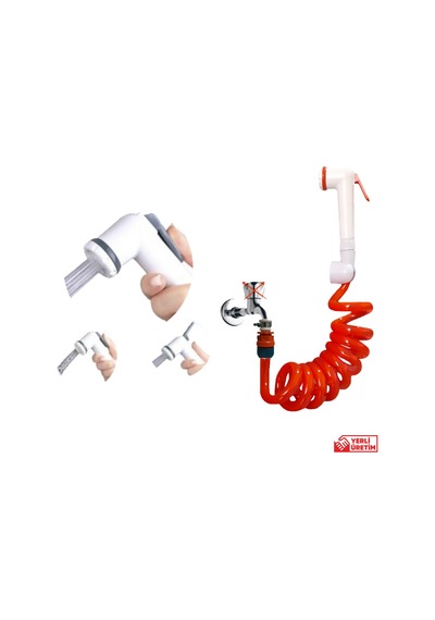 Plasyay Spiral Şaftaf Başlıklı Yıkama Set i Turuncu 1.5 Metre