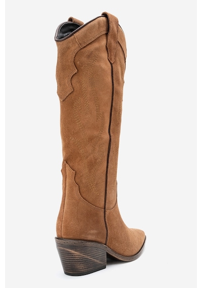 Luvishoes Luvi Shoes Pietro Toprak Hakiki Deri Süet Kadın Western Çizme Toprak