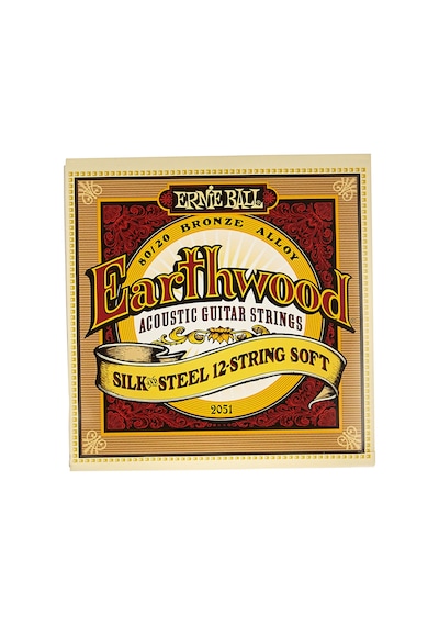 Ernie Ball Earthwood Ipek Ve Çelik Yumuşak Akustik Gitar Telleri, 12 Telli, 80/20 Bronz, Ölçü 9-46