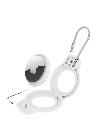 Buff Tagsafe Rope Steel Taşınabilir Anahtarlık Apple Uyumlu AirTag Kılıf White