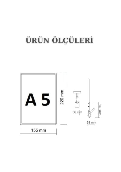 2 Adet Yeşil A5 Mandallı Raf Sepet Etiketi Çerçeveli Etiketlik Yeşil