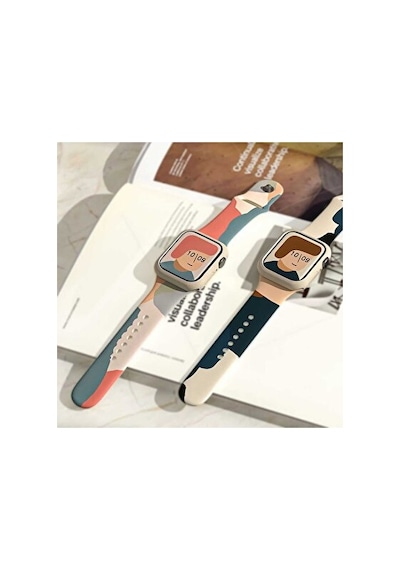 Apple Watch Uyumlu 2/3/4/5/6/7/8/se 38mm 40mm 41mm Renkli Desenli Yumuşak Esnek Jel Silikon Kordon