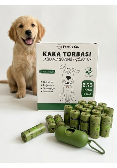 255 Adet Köpek Bakım Kaka Poşeti Kedi Köpek Kaka Poşeti Dışkı Torbası,kaka Almak İçin Pratik Torba 17 Rulo X 15 Torba 255 Torba + 1 Dispenser