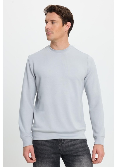 Tudors Erkek Relax Fit Rahat Kesim Uzun Kollu Ekstra Yumuşak Bisiklet Yaka Gri Sweatshirt-41867 Gri