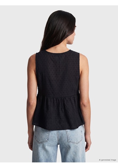 Lcw Vision Siyah V Yaka Dantel Detaylı Peplum Bluz