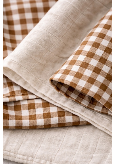 %100 Pamuk Çift Kat Müslin Mutfak Kurulama Bezi 2 Li Set 40x60 Cm Emici Yumuşak Mutfak Havlusu - Elv-mkb Kahverengi