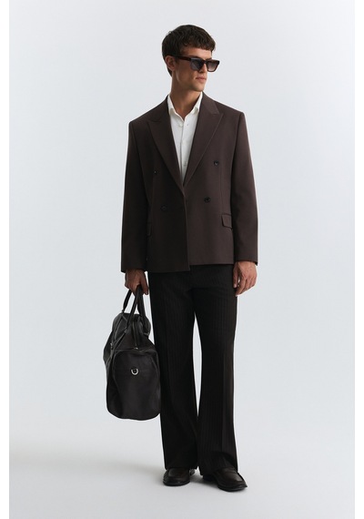 Antioch Relax Fit Kruvaze Erkek Blazer Ceket Koyu Kahve