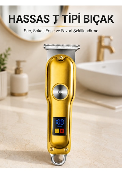 Şarjlı Saç Sakal Kesme Makinesi 1 2 3 Mm Taraklı T Tipi Bıçaklı Kablolu Ve Kablosuz Kullanım - Lisinya 1 - 2 Saat