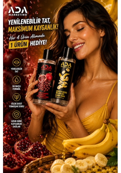 Ada Marketing 2'li Set 150 Ml Muz Ve Nar Aromalı Yenilebilir Kayganlaştırıcı Jel
