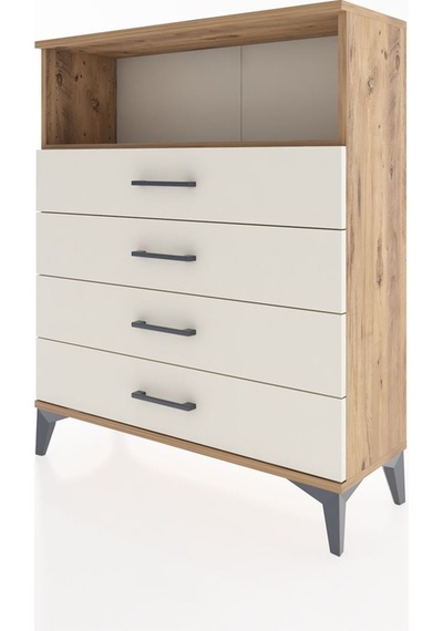 Arges Şifonyer Tek Raflı 4 Çekmeceli 88x30x106 Çam-aytaşı Atlas Çam